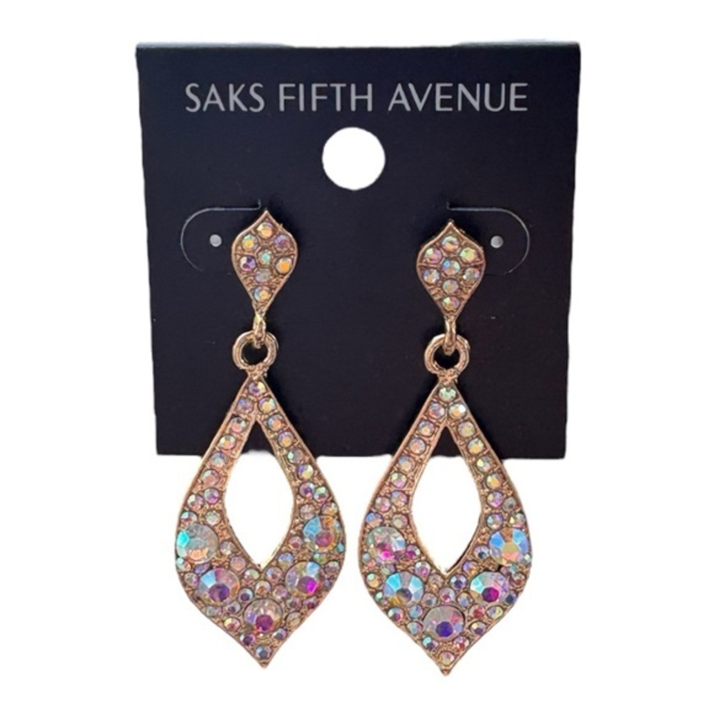 3/$40 Saks Fifth Avenue Gold Iridescent Dangle Teardrop Earrings